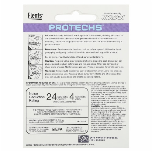 Flents Protechs Ear Plugs Travel - 1 Pair with Case Perspective: back