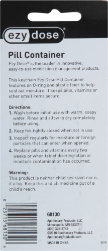 Ezy Dose® Keychain Fob Pill Container Perspective: back