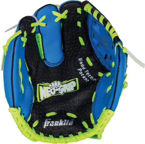 Franklin Neo-Grip® Series Baseball Glove and Ball Set - Blue/Lime Green Perspective: back