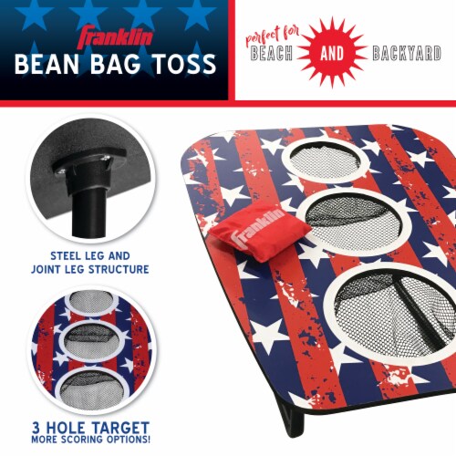 Franklin USA 3-Hole Bean Bag Toss Yard Game – Red/White/Blue Perspective: back