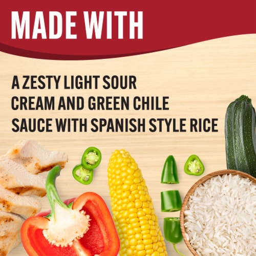 Smart Ones Chicken Enchiladas Suiza with Zesty Light Sour Cream Green Chile Sauce & Spanish Rice Perspective: back