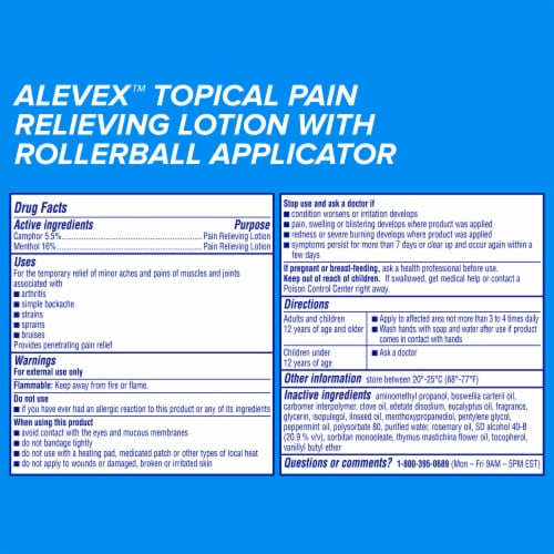 AleveX Pain Relieving Lotion With Massaging Roll-On Applicator Perspective: back
