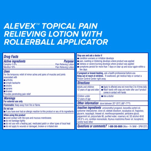 AleveX™ Max Strength Menthol & Camphor Massaging Stainless Steel Roll-On Pain Relieving Lotion Perspective: back