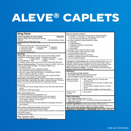 Aleve® Naproxen Sodium Pain Reliever Caplets 220mg Perspective: back