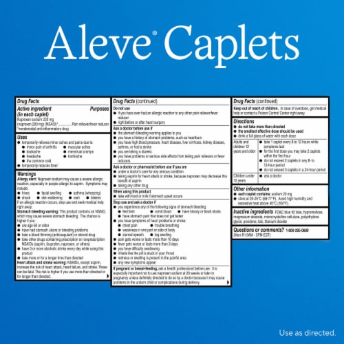 Aleve® Naproxen Sodium Pain Reliever Caplets 220mg Perspective: back