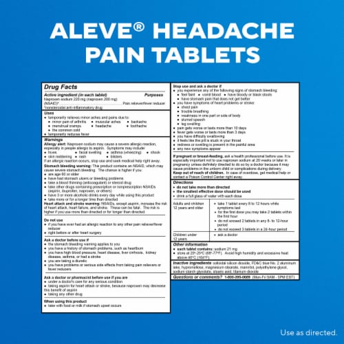 Aleve® Naproxen Sodium Pain Reliever and Fever Reducer Tablets 220mg Perspective: back