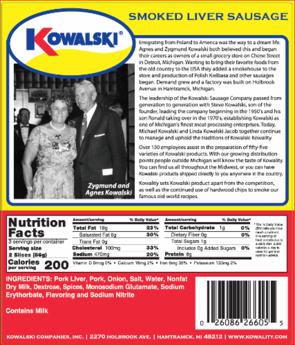 Kowalski Smoked Liver Sausage Slices Perspective: back