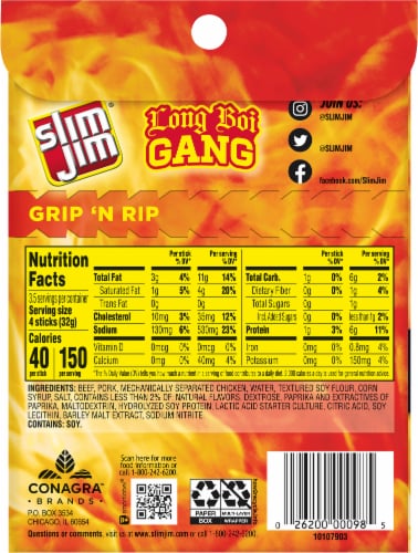 Slim Jim® Spicy Snack-Sized Smoked Meat Sticks Perspective: back