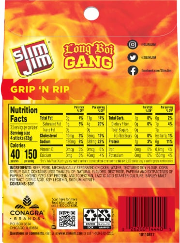 Slim Jim® Original Snack Sized Smoked Meat Sticks Perspective: back