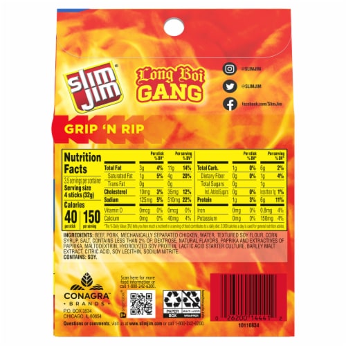 Slim Jim® Mild Snack Sized Smoked Meat Sticks Perspective: back