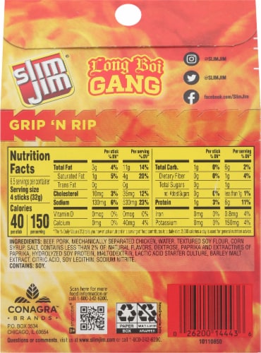 Slim Jim® Original Snack Sized Meat Sticks Multipack Perspective: back