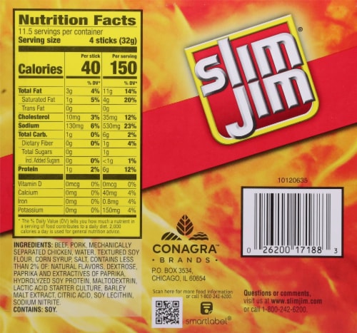 Slim Jim® Original Smoked Snack Stick Pantry Pack Perspective: back