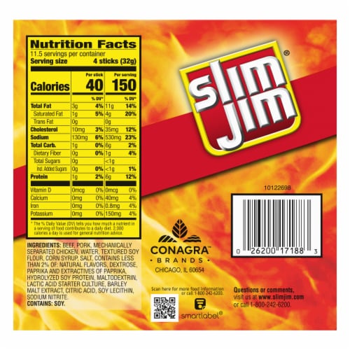 Slim Jim Original Smoked Meat Snack Sticks Perspective: back