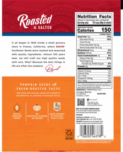 David® Roasted & Salted All Natural Pumpkin Seeds Perspective: back