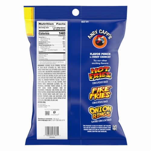 Andy Capp's Big Bag Cheddar Flavored Fries Perspective: back