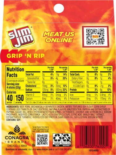 Slim Jim® Vlasic® Dill Pickle Snack Size Meat Sticks Perspective: back