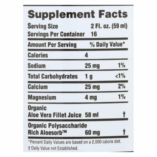 Aloe vera juice nutrition 2025
