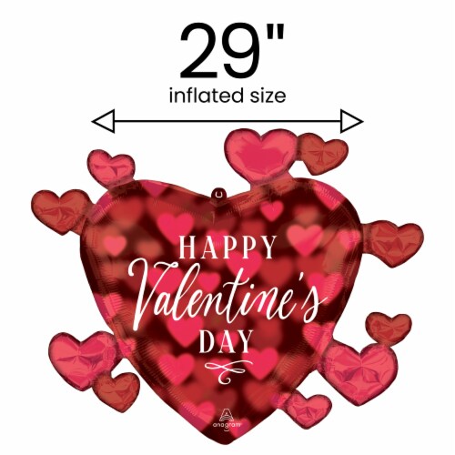 Romantic Glow Happy Valentine's Day Oversized Helium Filled Balloon - Big Heart Perspective: back
