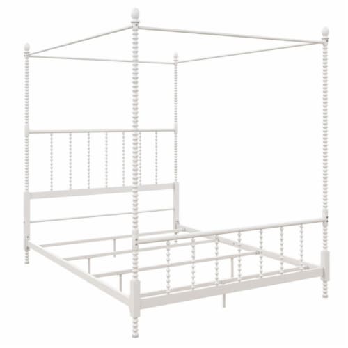 DHP Emerson Metal Canopy Bed in Queen Size Frame in White 1