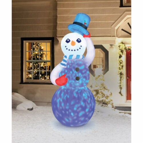 7ft Inflatable Swirling Lights Snowman with Tipping Hat Perspective: back