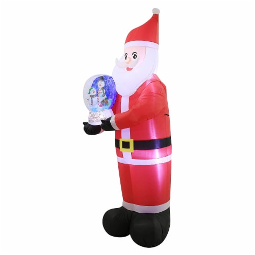 8ft Inflatable Santa Holding Swirling Lights Snow Globe Perspective: back