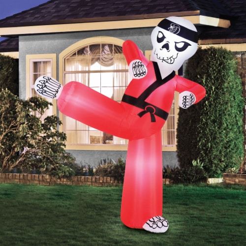 Occasions 6.5 Foot Inflatable Pre Lit Kung Fu Skeleton Halloween Yard Decoration Perspective: back