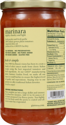 Gia Russa Marinara Pasta Sauce Perspective: back