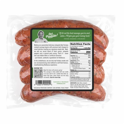 Kiolbassa Jalapeño Beef Hickory Smoked Sausage Perspective: back