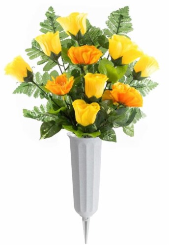 Novelty Plastic Round Bottom Cemetery Vase, Stone - 3 x 7 (Qty 1) Perspective: back