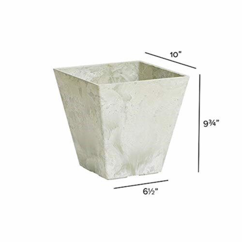 Novelty Artstone 10 x 9.81 in. Mint Resin & Stone Powder Ella Flower Pot Perspective: back