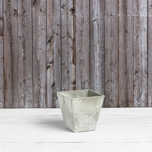 Novelty Artstone 11.5 x 12 in. Dia. Mint Resin & Stone Powder Ella Flower Pot Perspective: back