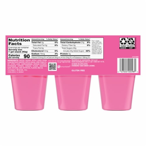Snack Pack Pink Starburst Flavored Juicy Gels Cups Perspective: back