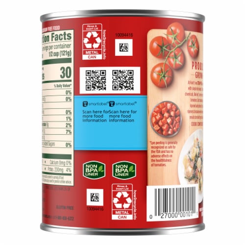 Hunt's Petite Diced Tomatoes No Salt Added Perspective: back