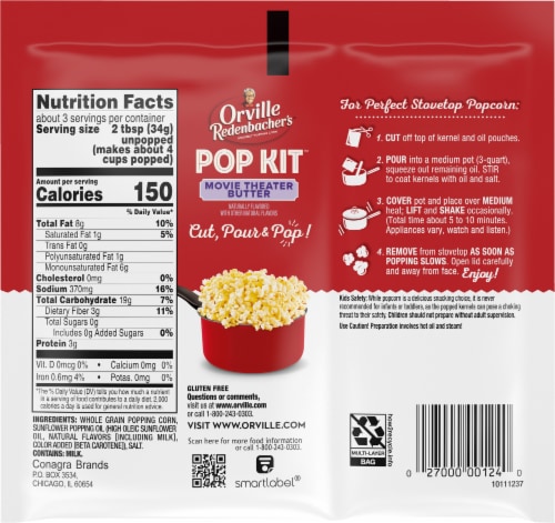 Orville Redenbacher's Movie Theater Butter Pop Kit Perspective: back