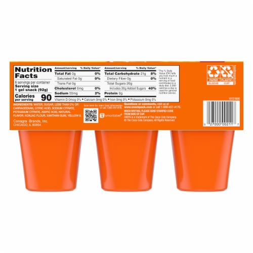 Snack Pack Fanta Orange Flavored Juicy Gels Perspective: back