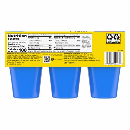 Snack Pack Sour Patch Kids Blue Raspberry Juicy Gels Perspective: back