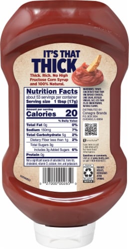Hunt's® No Artificial Sweeteners Thicker & Richer Tomato Ketchup Perspective: back