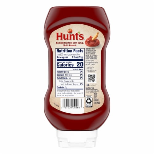 Hunt's 100% Natural Tomato Ketchup Perspective: back