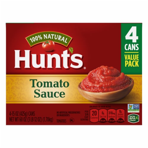 Hunt's 100% Natural Tomato Sauce Perspective: back