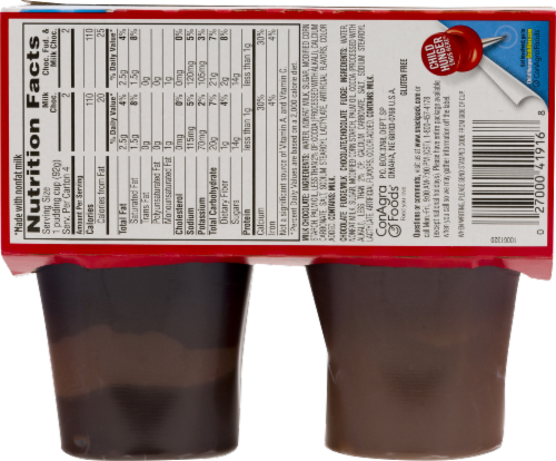 Snack Pack Milk Chocolate Variety Pudding Perspective: back