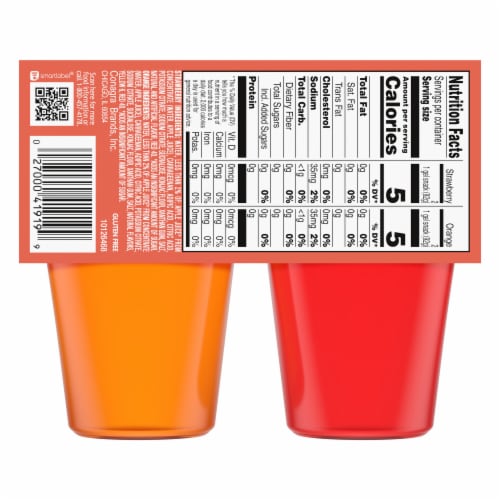 Snack Pack Sugar Free Strawberry & Orange Flavored Juicy Gels Perspective: back