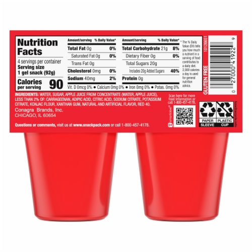 Snack Pack Strawberry Flavored Juicy Gels Perspective: back