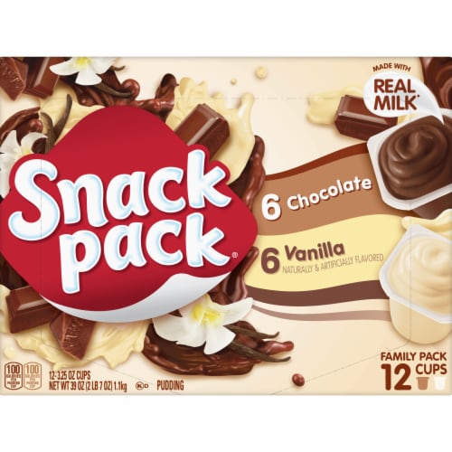 Snack Pack Chocolate And Vanilla Flavored Pudding Cups Family Pack Perspective: back