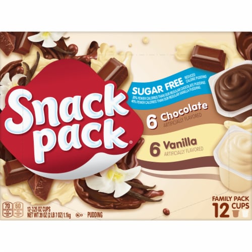 Snack Pack Sugar Free Chocolate And Vanilla Flavored Pudding Cups Family Pack Perspective: back