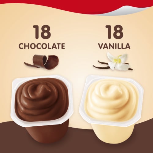 Snack Pack Chocolate Pudding And Vanilla Pudding Cups Perspective: back