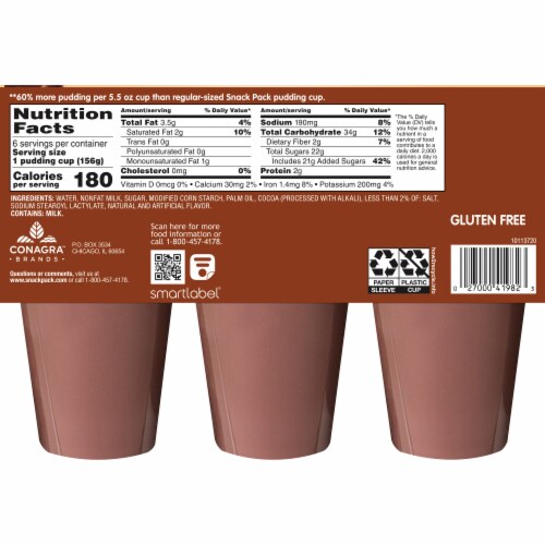 Snack Pack Super Size Chocolate Pudding Cups Perspective: back