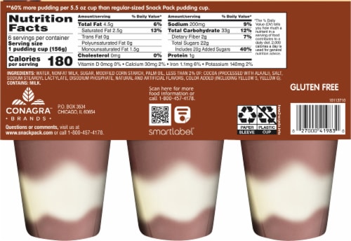Snack Pack® Super Chocolate Vanilla Pudding Cups Perspective: back