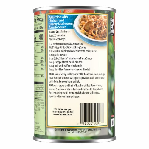 Hunt's Mushroom Pasta Sauce Perspective: back