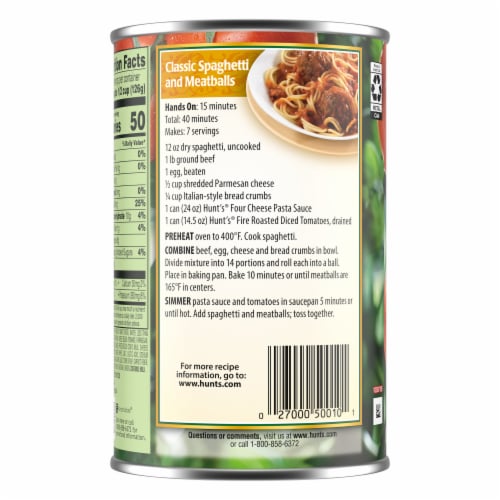 Hunt's Four Cheese Pasta Sauce Perspective: back