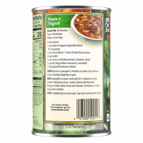 Hunt's® Garlic & Herb Pasta Sauce Perspective: back